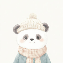 Sticker - Cute Panda in Winter.