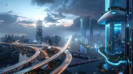 Poster - Witness the integration of AI in futuristic smart city designs, enhancing efficiency, safety, and quality of life for urban dwellers