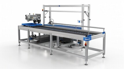 Wall Mural - Workbenches with integrated pneumatic tool connections and compressed air supply systems support efficient assembly line operations