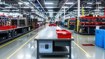 Poster - Workbenches with modular components and expandable work surfaces support scalability and operational flexibility in manufacturing facilities.