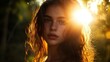 © BerkahStock - A serene portrait of a young woman illuminated by sunset, showcasing natural beauty.