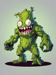 Sticker - A green monster with a big mouth and big eyes