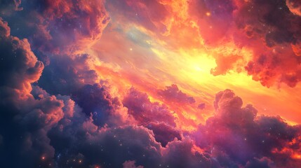 Wall Mural - fiery sky with dramatic clouds
