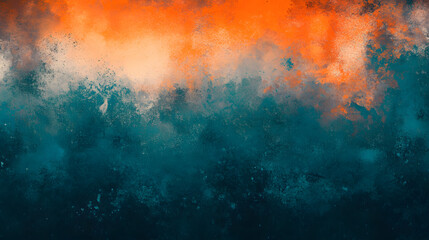 Wall Mural - Grainy background in teal orange, grunge texture noise gradient, abstract background for banner, poster, cover