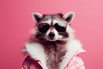 Wall Mural - Portrait of a handsome fashionable raccoon.