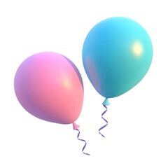 Wall Mural - pink and blue balloons 3d render icon isolated on transparent background cutout