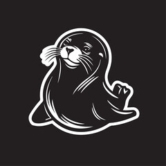 Seal in cartoon, doodle style . Image for t-shirt, web, mobile apps and ui. Isolated 2d vector illustration in logo, icon, sketch style, Eps 10, black and white. AI Generative