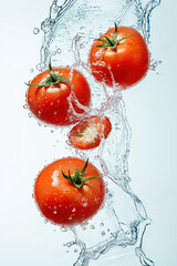 Fresh tomatoes being washed under running water