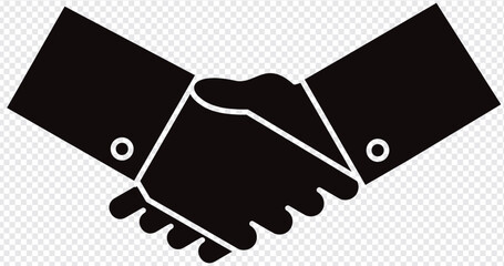 business agreement concept: two businessman shaking hands handshake silhouette icon . vector illustr