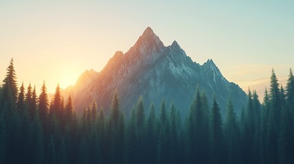 Majestic Mountain Peak at Sunset