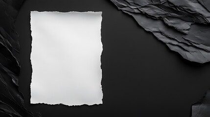 Poster - White Paper on Black Background with Stone