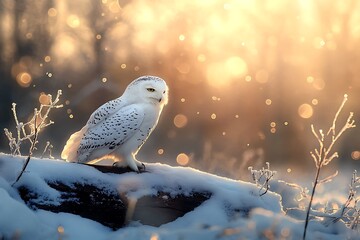 Canvas Print - snowy owl on a tree