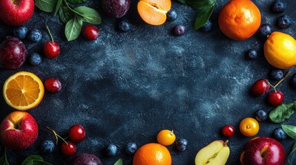 Wall Mural - background from different berries and fruits. Selective focus