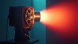© savittree - A retro film projector illuminates a blank wall, with the film reel slowly turning, reminiscent of a vintage movie experience.