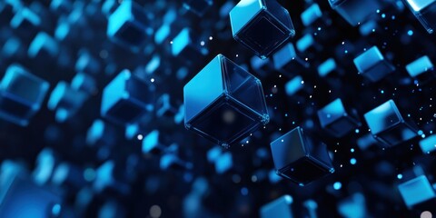 Abstract Blue Cubes Abstract Background