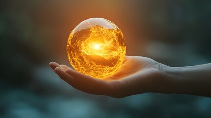 Canvas Print - Glowing Orb Held in Human Hand Symbolizing the Power of Innovation and Creation