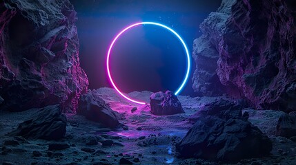 Canvas Print - 3d_render_abstract_background_cosmic_landscape_round