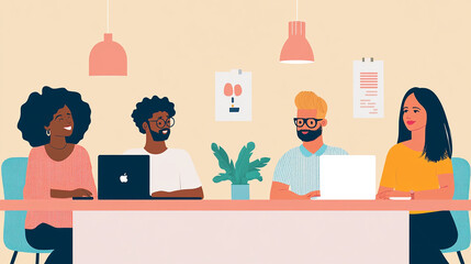 Wall Mural - Leveraging diverse perspectives within a team leads to innovative business solutions Illustration Flat design