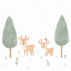 Poster - Cute Deer in Forest.