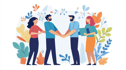 Wall Mural - Nurturing collaboration across different teams boosts productivity and leads to business achievement Illustration Flat design