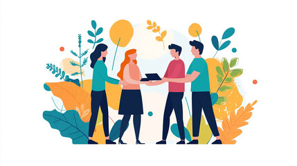 Wall Mural - Nurturing collaboration across different teams boosts productivity and leads to business achievement Illustration Flat design