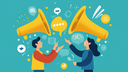 Wall Mural - Open communication fosters transparency and paves the way for business success Illustration Flat design