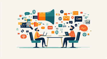 Wall Mural - Open communication fosters transparency and paves the way for business success Illustration Flat design