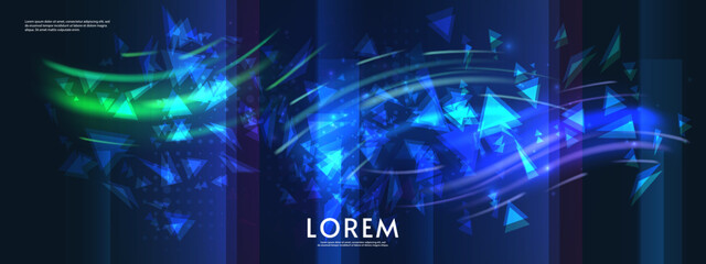Poster -  Horizontal tech background. Vector illustration. Futuristic abstract design for wallpaper, background, banner, invitation, preview, game, web.