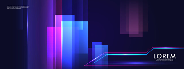 Poster -  Horizontal tech background. Vector illustration. Futuristic abstract design for wallpaper, background, banner, invitation, preview, game, web.