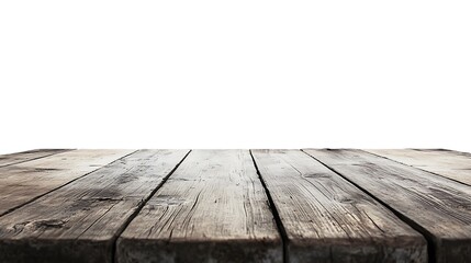 Rustic Wooden Table Top Isolated on White Background