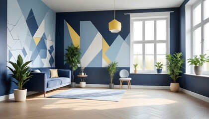 Photo interior modern design room 3d illustration;