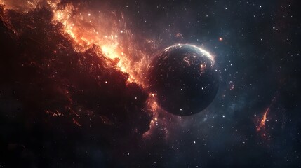 Wall Mural - cosmic wonder a planet emerging from a nebula