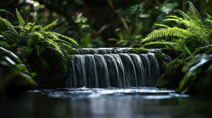 Wall Mural - Tranquil Waterfall in Lush Greenery