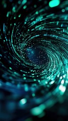 Aufkleber - A mesmerizing digital swirl of blue and green lights, creating a dynamic vortex effect that captivates the viewer's imagination.