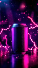 Aufkleber - A vibrant neon can with colorful lights and reflections, creating a lively and dynamic atmosphere.