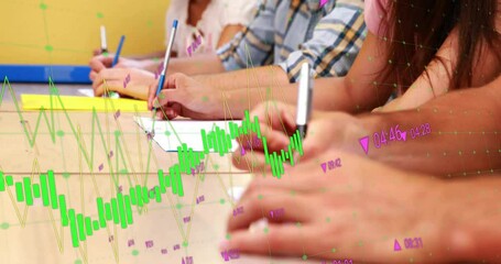 Poster - Animation of financial data processing over diverse students taking notes