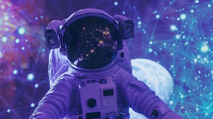 Wall Mural - Digital_technology_blue_and_purple_space_astronau