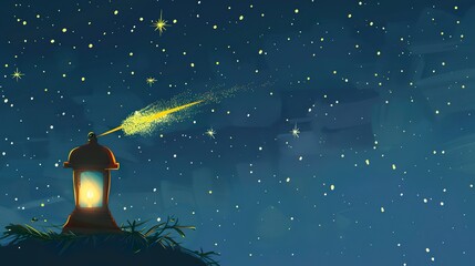 Wall Mural - Christmas_Lamp_and_Shooting_Star_Background