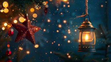 Wall Mural - Christmas_Lamp_and_Shooting_Star_Background