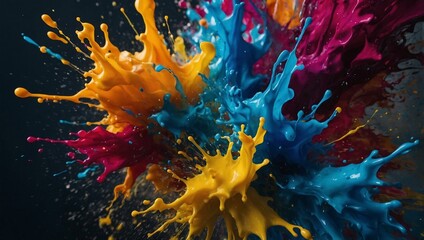 Poster - Abstract splashes of color blend together, creating a vibrant and energetic background.