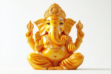 3D Illustration of Ganesha   is the Indian God of Wealth and Prosperity. This illustration represents Hinduism and meditation. The concept is based on Hindu mythology,Generative AI