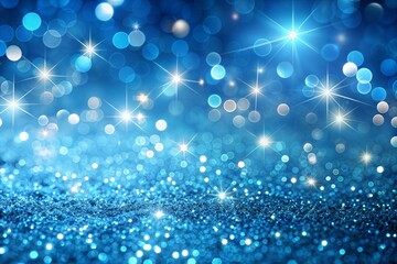 Poster - Glamorous abstract blue background with glitter and bokeh lights