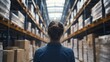 © MAGNIFIER - Staff member ensuring the accuracy of stock levels in a high-ceiling warehouse