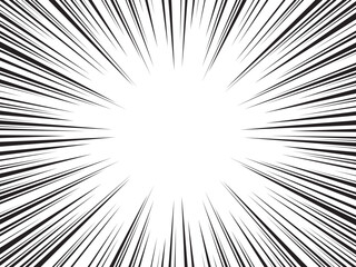 Poster - Manga comic explosion, motion or movement effect, vector background. Manga anime cartoon radial speed lines and abstract pattern for comic book burst, flash ray or explode bang action
