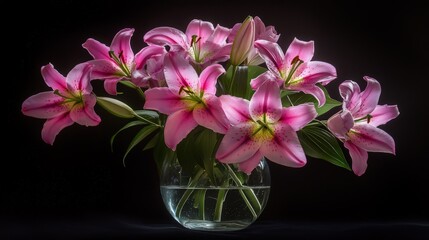 Sticker - Pink Lily Bouquet in Vase