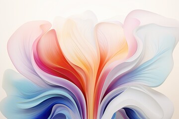 Canvas Print - Chromatic Brilliance Subtle Gradients of White and liquid Abstract Symmetry 
