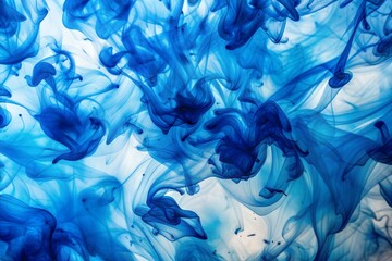Wall Mural - dynamic blue ink swirling in water abstract image