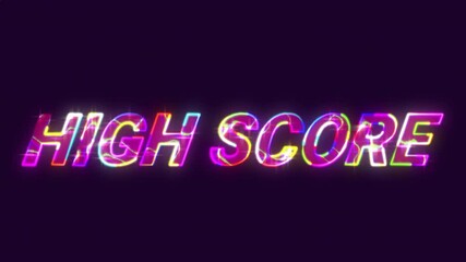 Poster - Animation of high score text over red shapes on black background