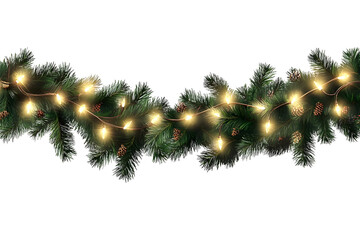 vector christmas garland on an isolated on transparent or white background, png