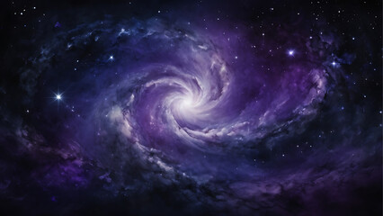 vibrant spiral galaxy in deep outer space, a stunning spiral galaxy with swirling purple clouds and 